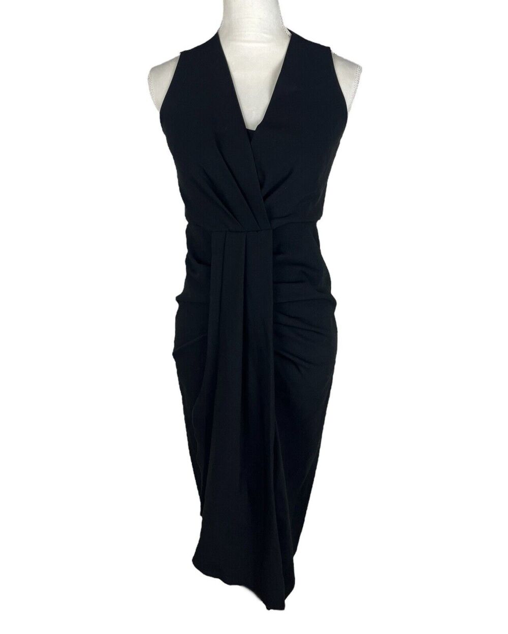 Kobi Halperin Black Sleeveless Midi Dress Refined Minimalist Capsule Size 6